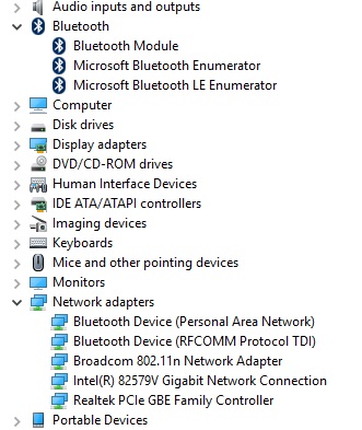 Bluetooth in Device Manager