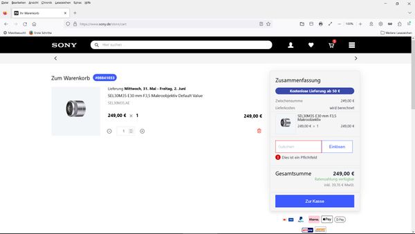 Sony, Gutschein-Pflichtfeld bei Bestellung.jpg